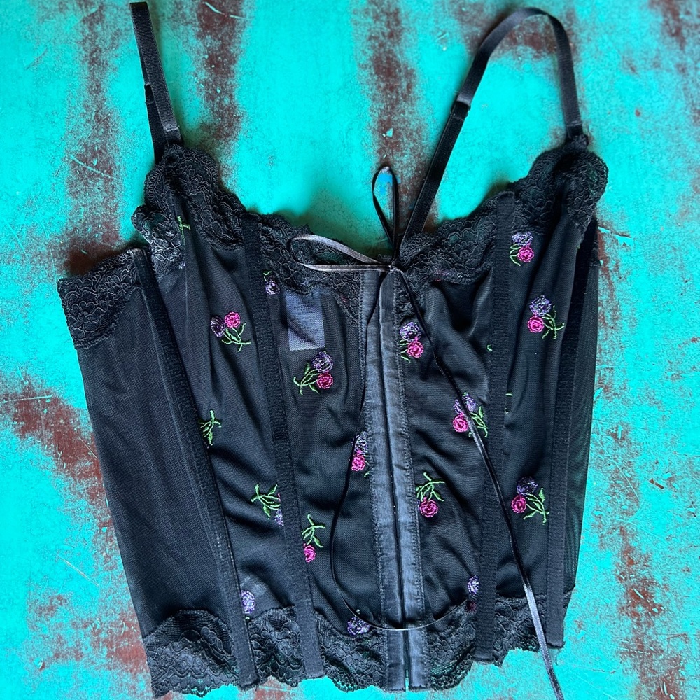 Rampage Y2K Sheer Corset Style Top